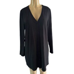 J. Jill Wearever Collection Size M Black Tunic Dress Button Front Rayon